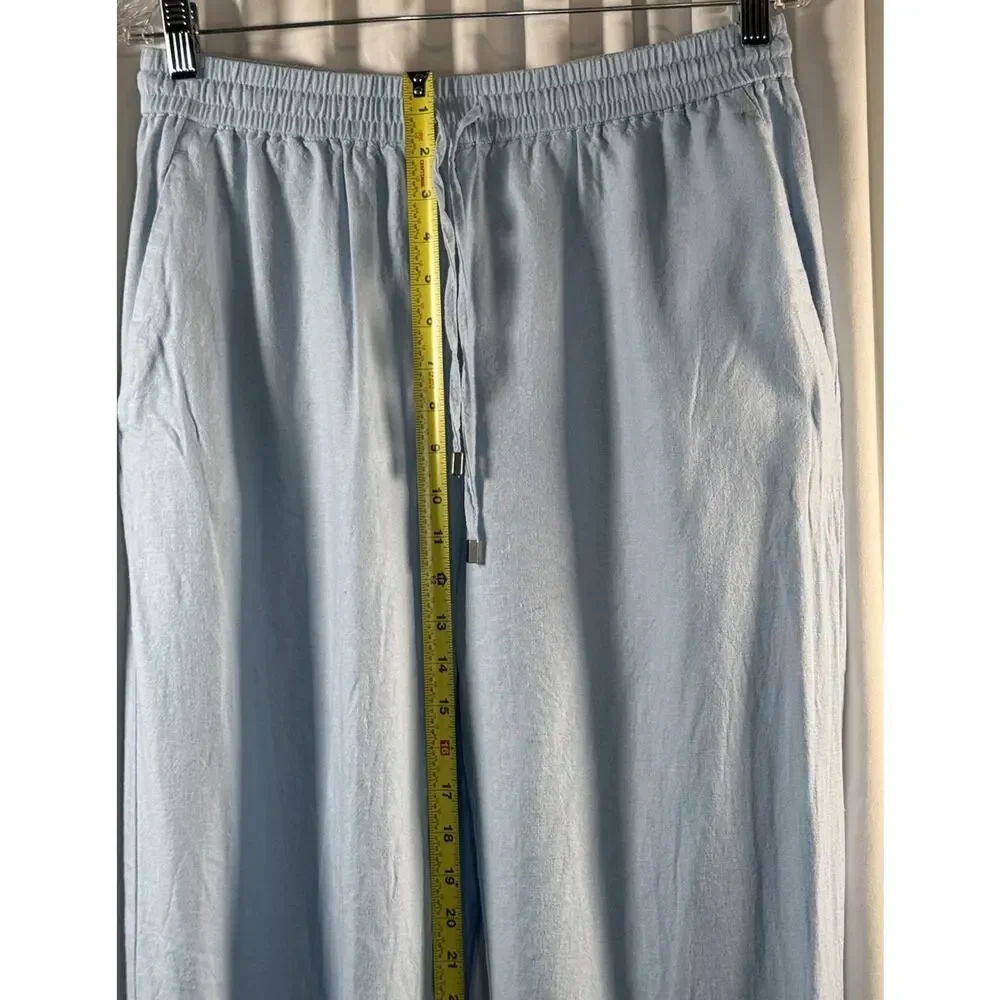 Zara Light Blue Linen Drawstring Pants